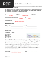 1 Time ACH Payment Authorization Form