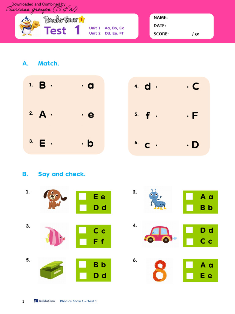 Nesrine phonics show1 test sheets 5tests pdf languages foreign