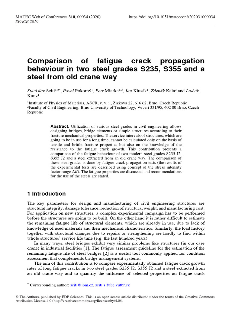 Fatigue Crack Propagation in Steel Grades | PDF | Fatigue (Material ...