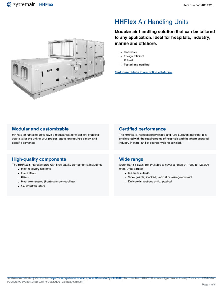 Customizable HHFlex Air Handling Units | PDF | Heat Exchanger | Thermostat