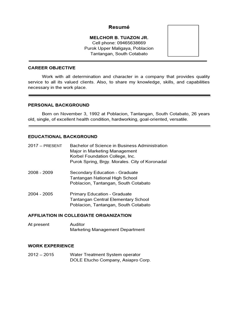 Sample RESUME PDF - 1714854780