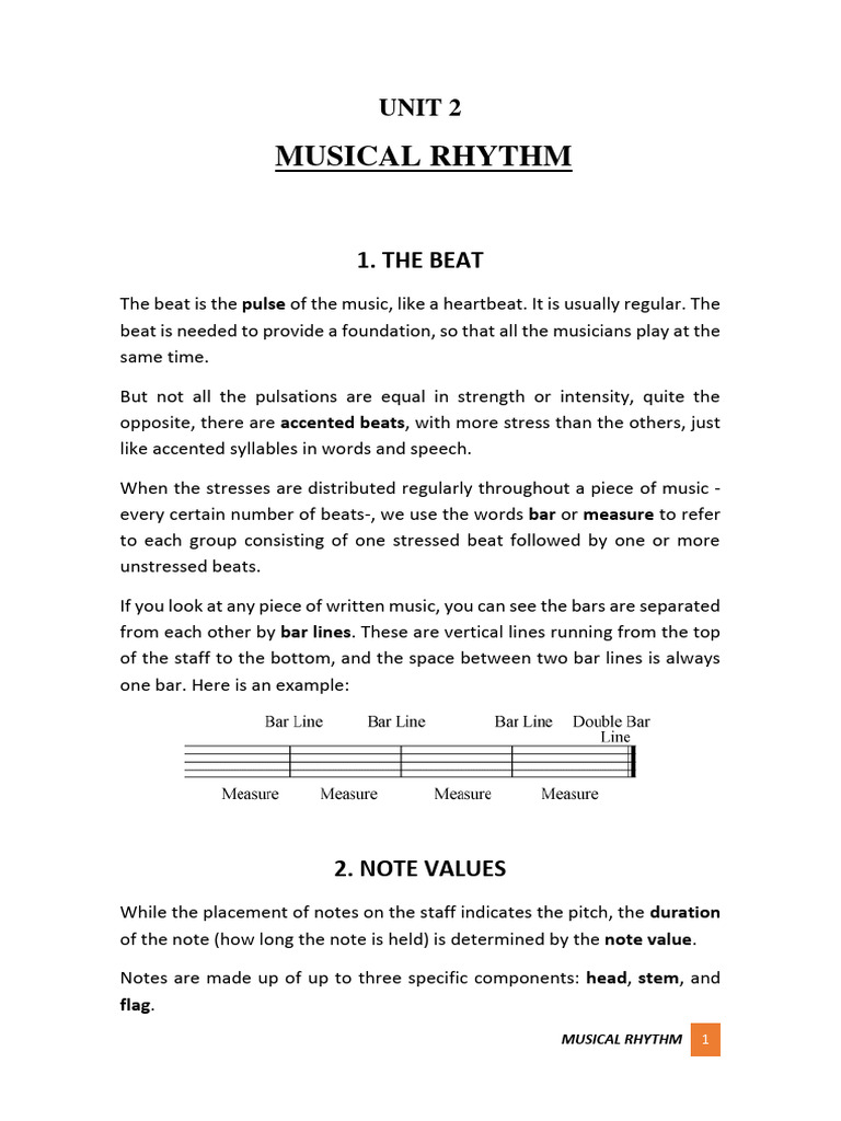 Unit 2 Musical Rhythm | PDF | Tempo | Rhythm