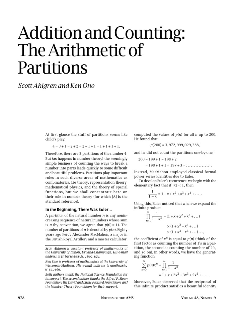 Number Theory: The Art of Partitions | PDF | Numbers | Mathematical Objects