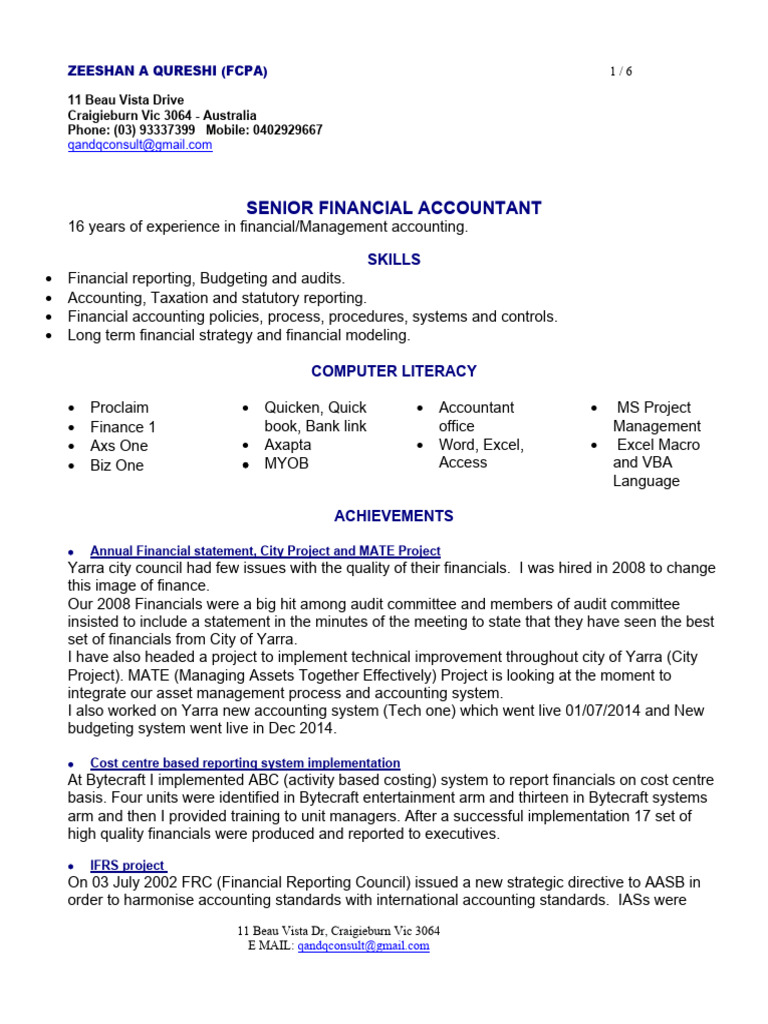 19743zeeshan Qureshi - Senior Financial Accountant | PDF | Accounting ...