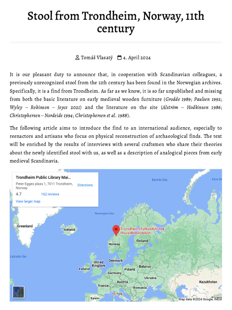 11th Century Stool Discovery in Trondheim | PDF | Chair