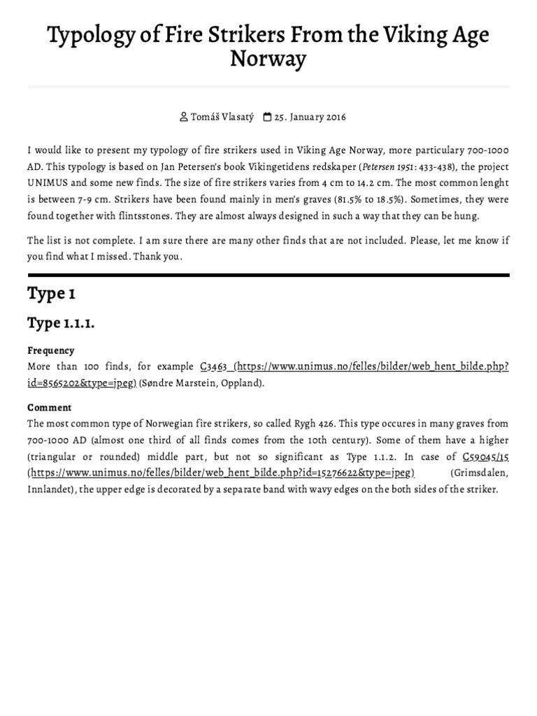 Viking Age Fire Strikers Typology | PDF