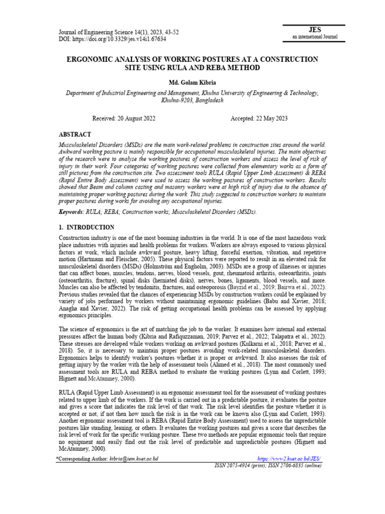 Ergonomic Risks in Construction | PDF | Human Factors And Ergonomics