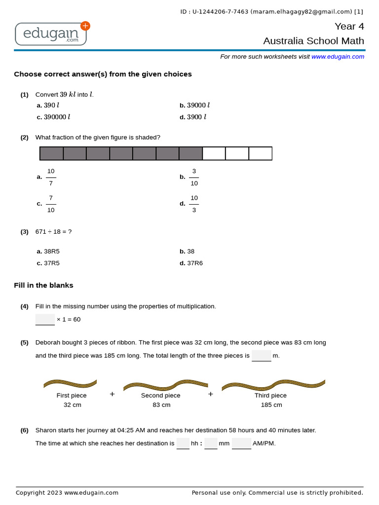 Aussie Y4 Math Download Free Pdf Mathematical Notation Numbers