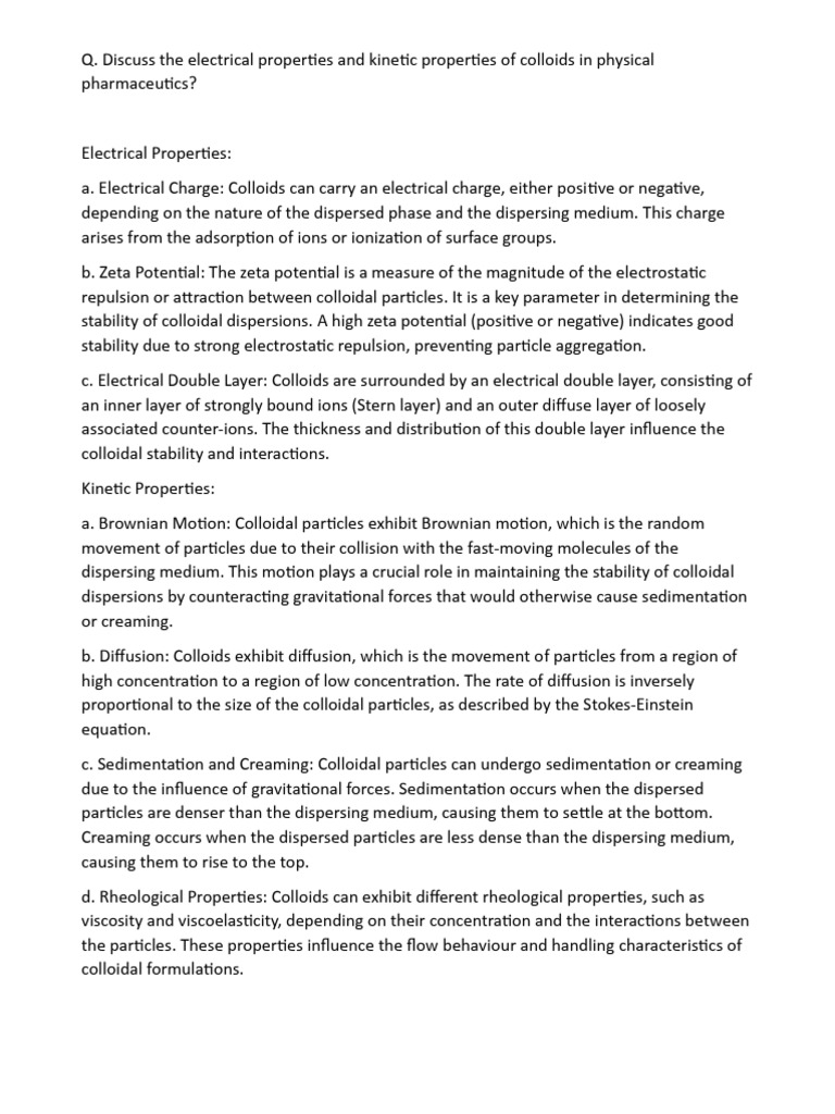 Electrical properties and kinetic properties of colloids pdf