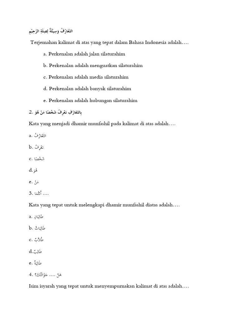 kumpulan soal bahasa arab MA | PDF