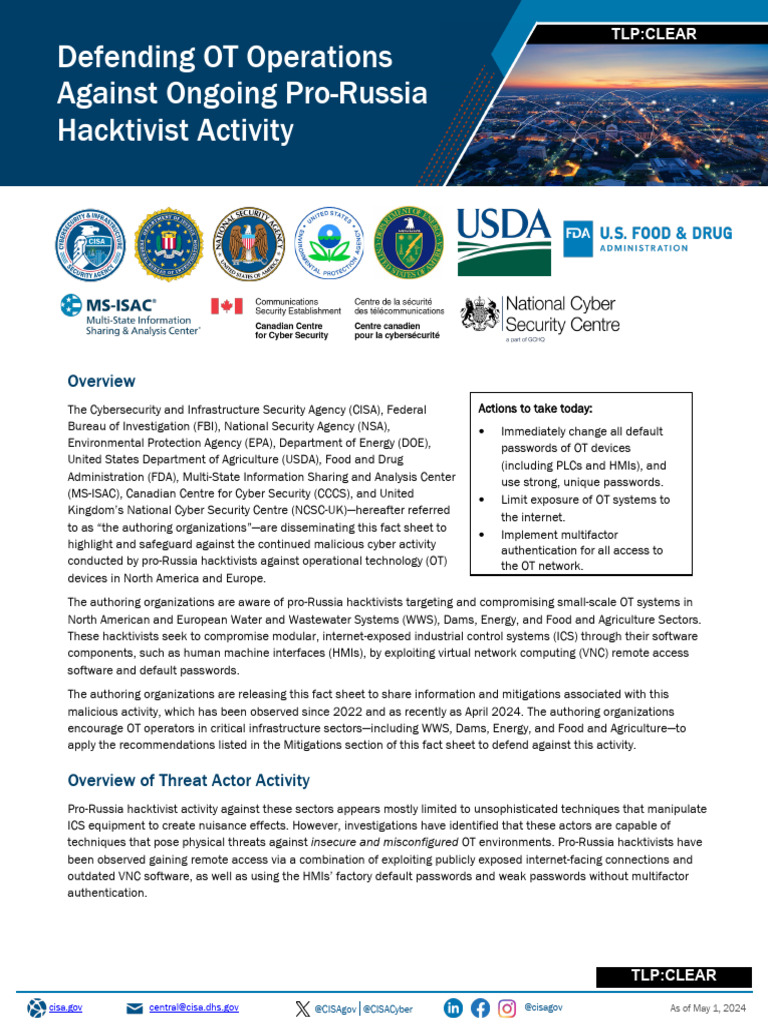 Defending OT Operations Against Ongoing Pro Russia Hacktivist Activity ...