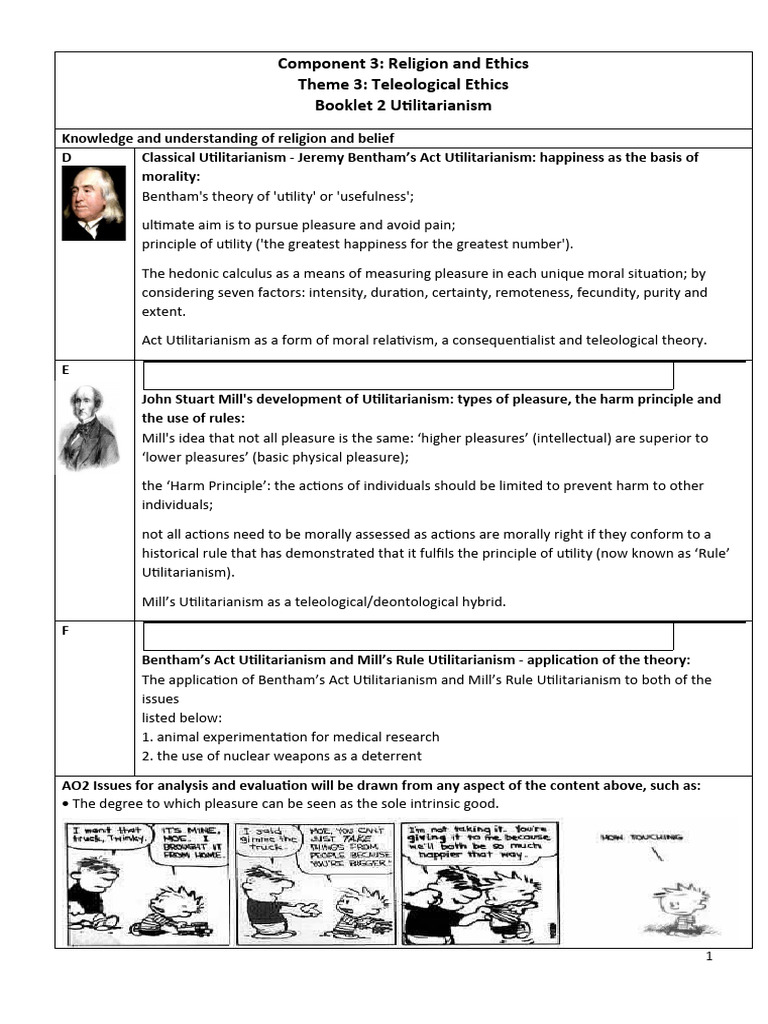 1 Theme 3 D e and F Utilitarianism | PDF | Utilitarianism | Pleasure