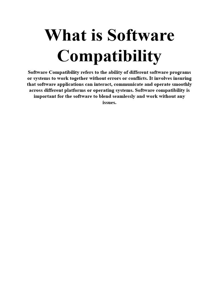 Understanding Software Compatibility | PDF