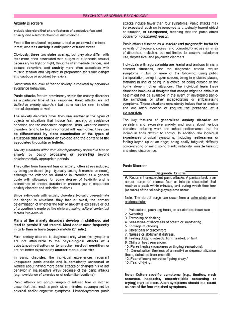 Panic Disorder Diagnostic Criteria | PDF | Anxiety Disorder | Panic Attack