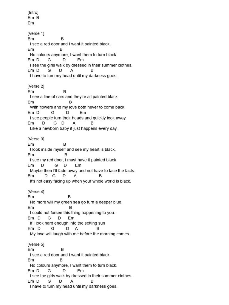 Paint It Black Letra y Acordes PDF