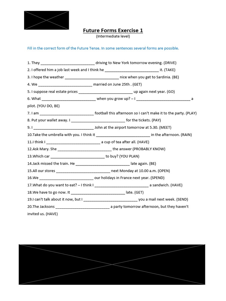 Future Tenses Exercises for B1 Level | PDF