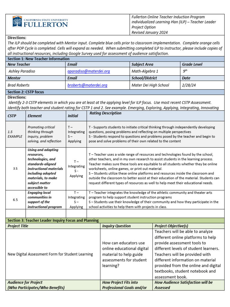 Teacher Leader Project Guide | PDF | Educational Assessment | Teachers