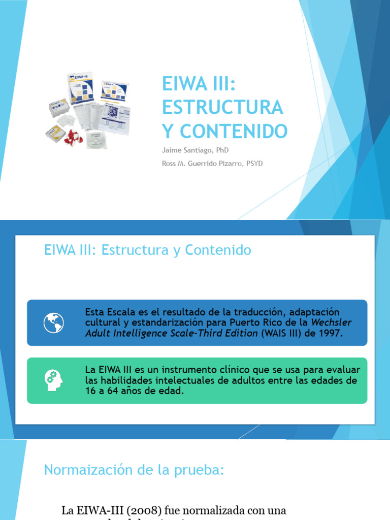 EIWA III: Estructura y Manual | PDF | Escala de inteligencia para ...