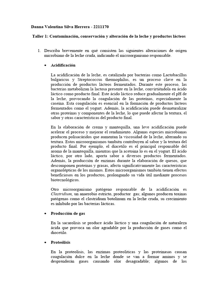 Alteraciones Microbianas en Productos Lácteos | PDF | Yogur | Leche