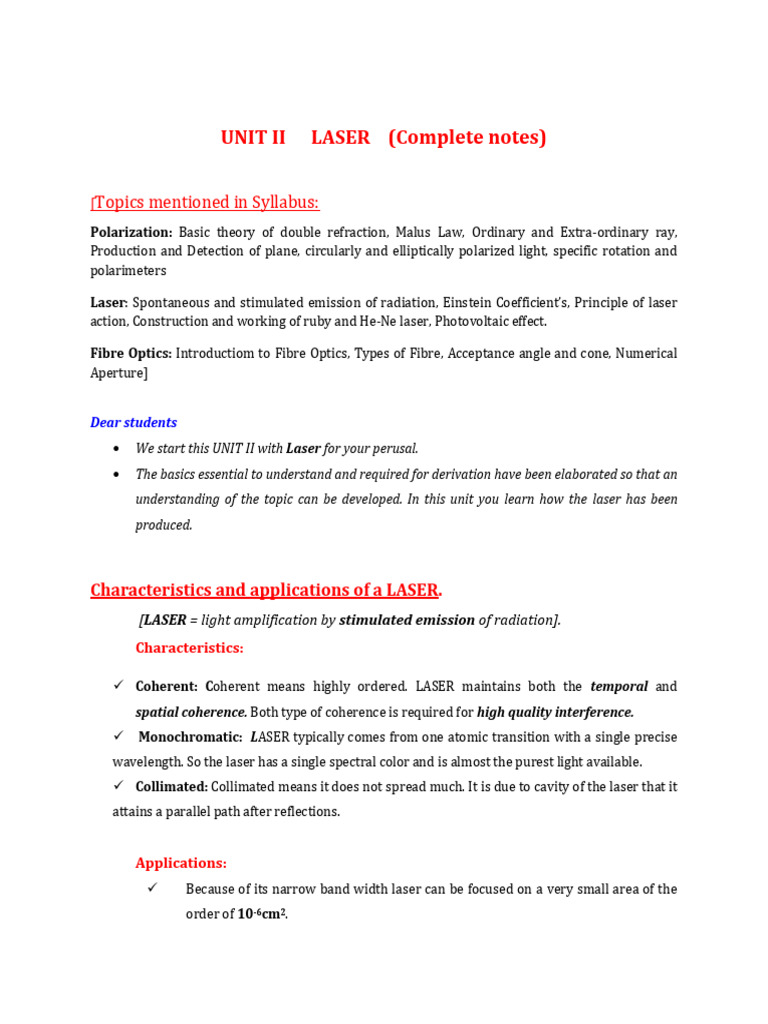 Laser Physics: Principles and Applications | PDF | Laser | Emission ...