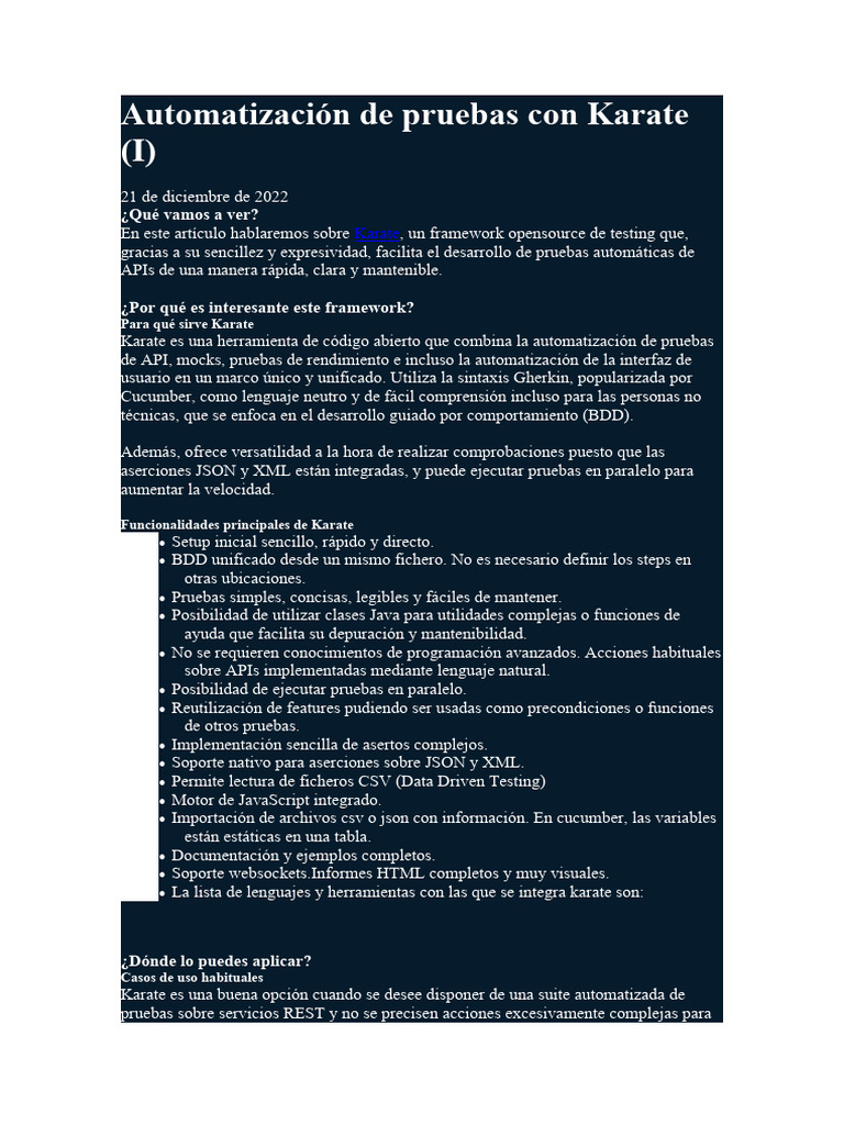 Automatización de pruebas con Karate | PDF | Json | Lenguaje de ...