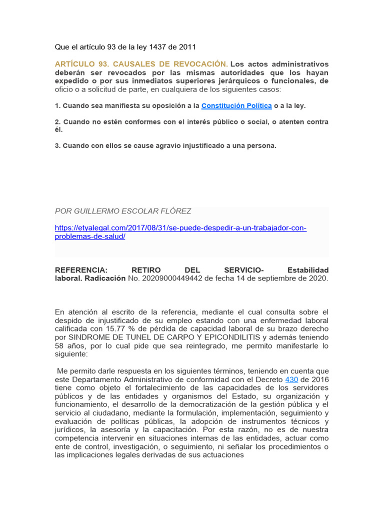 Revocación de Actos Administrativos | PDF | Constitución | Invalidez