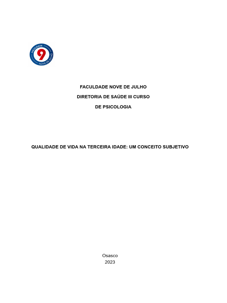 Qualidade de Vida Na Terceira Idade Um Conceito Subjetivo | PDF ...