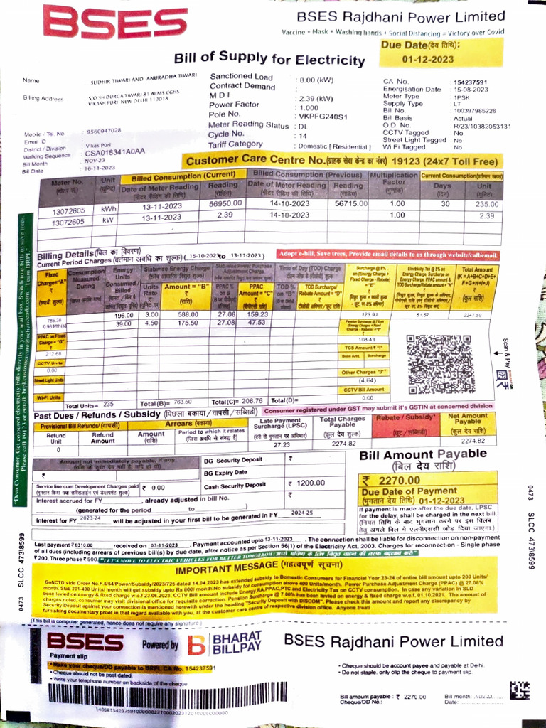 Bill Electricity Download Free PDF Cheque Tax Refund