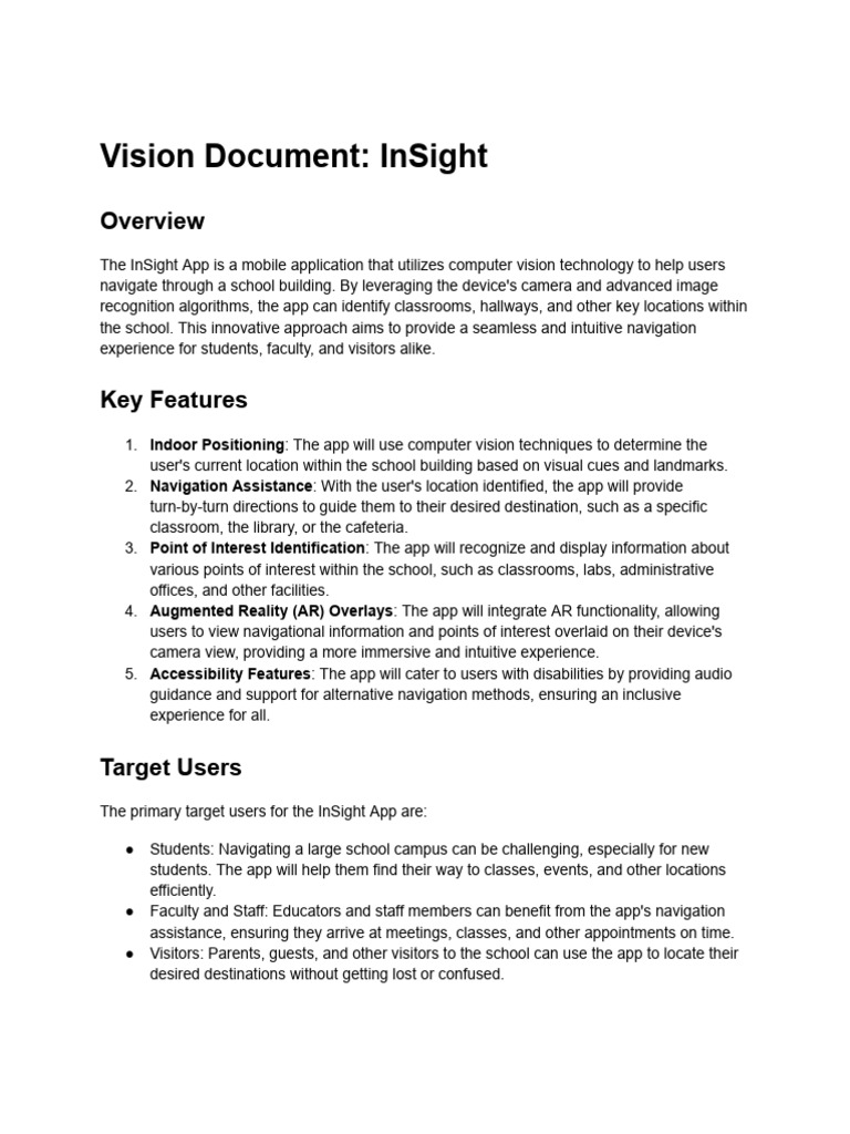 InSight App: Smart School Navigation | PDF | Augmented Reality | Mobile App
