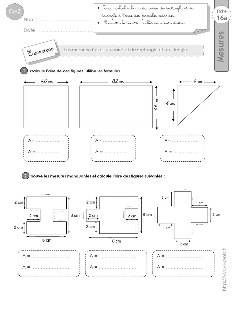 Exercices sur les aires en cm² | PDF | Zone | Polytope