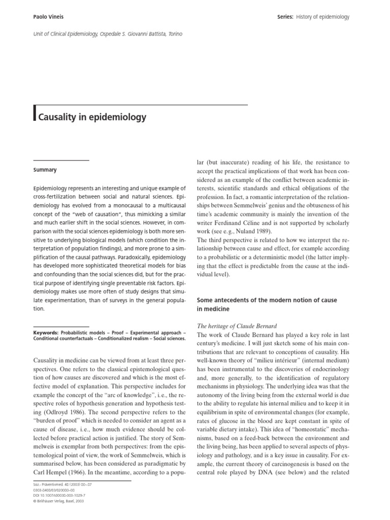 Causality in Epidemiology | PDF | Epidemiology | Causality