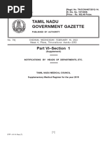 Tamil Nadu Government Gazette: Part VI-Section 1