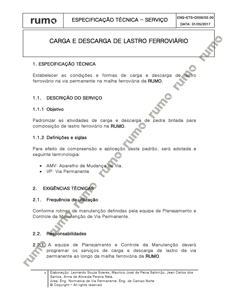 ENG-ETS-D006 02 00 - Carga e Descarga de Lastro Ferroviário | PDF | Trem