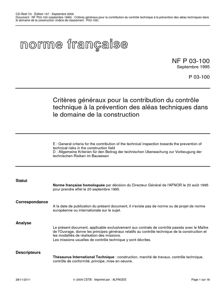 Critères de contrôle technique en construction | PDF | Technologie et ...
