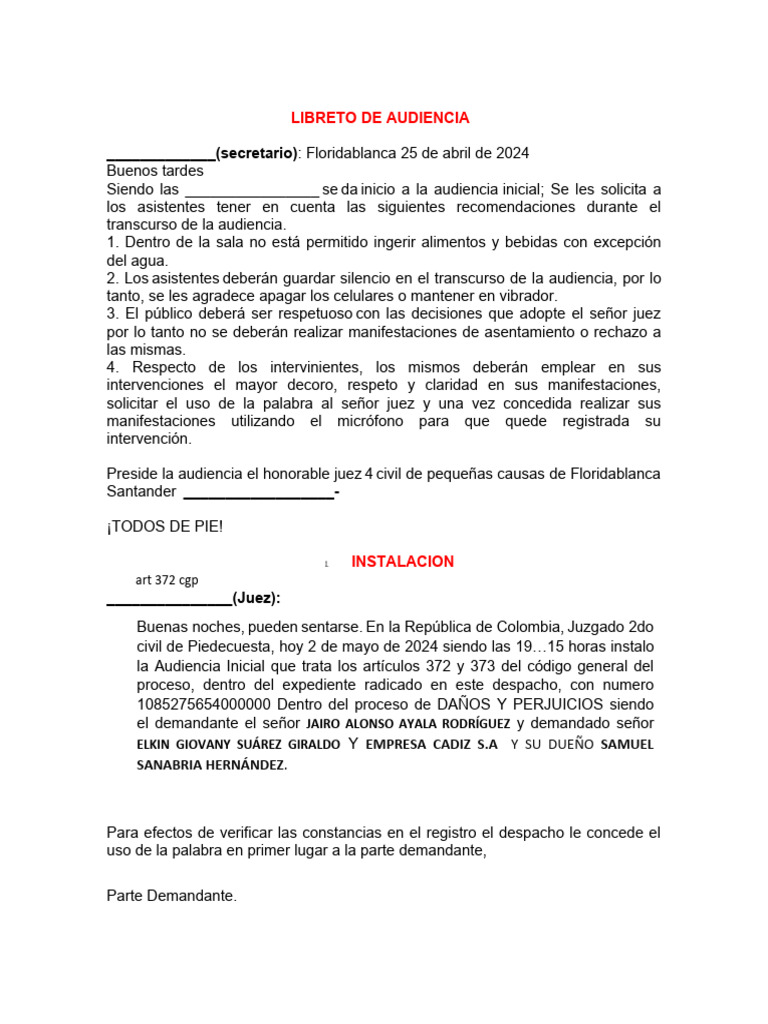 Audiencia Inicial | PDF | Justicia penal | Crimen y violencia