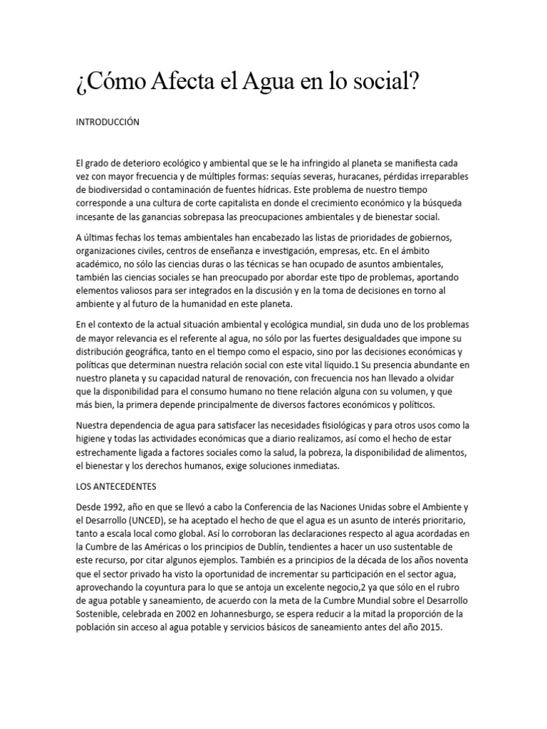 Cómo Afecta El Agua en Lo Social | PDF | Agua | Capitalismo