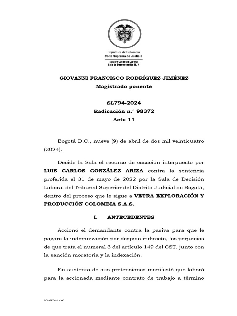 SL794 2024 | Descargar gratis PDF | Judicaturas | Sentencia (ley)