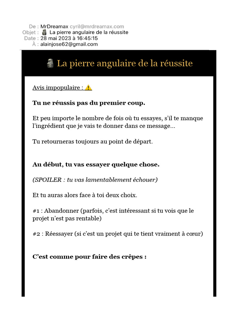 ? La Pierre Angulaire de La Réussite PDF Évolution de carrière — free download