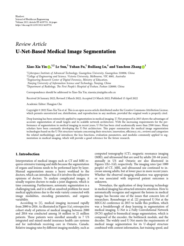 U-Net-Based Medical Image Segmentation | PDF | Image Segmentation ...