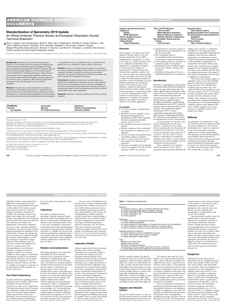 ATS/ERS 2019 Spirometry Standards Update | PDF | Medicine | Medical ...