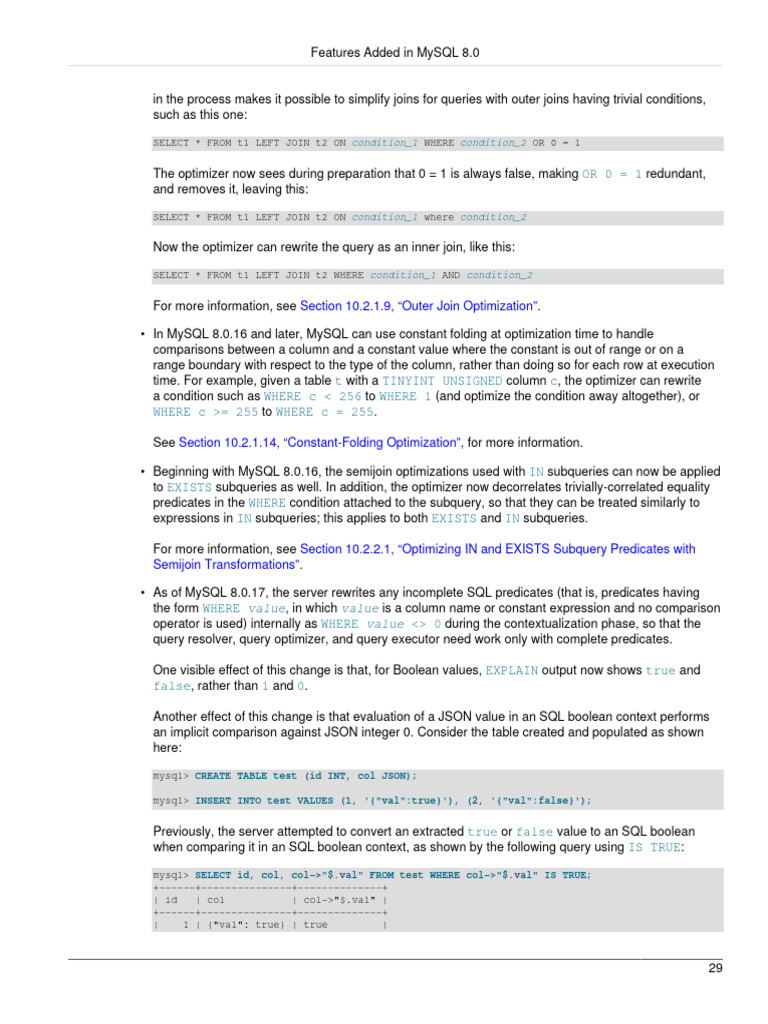MySQL 8.0 Features Overview | PDF | Boolean Data Type | Table (Database)