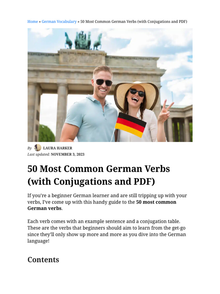 50 Most Common German Verbs (With Conjugations and PDF) - FluentU ...