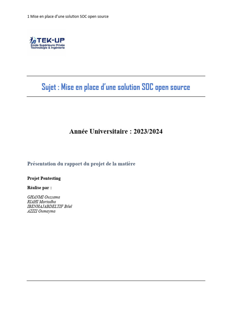 Mise en place d'un SOC open source | PDF | Sécurité | Sécurité des ...