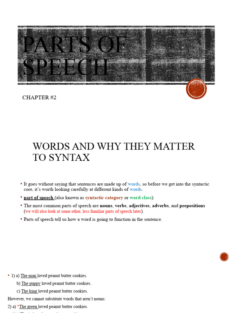 Understanding Parts of Speech in Syntax | PDF | Part Of Speech | Adverb