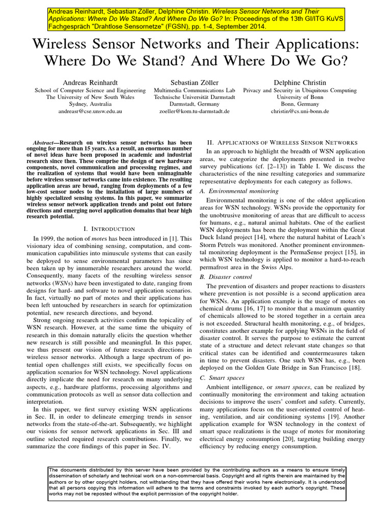 Christin PreprintFGSN14 | PDF | Wireless Sensor Network | Internet Of ...