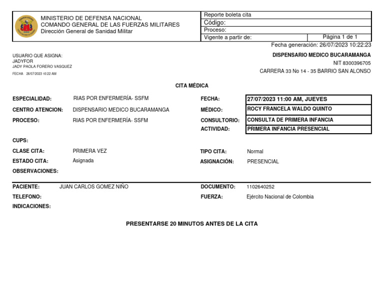 Cita Médica Presencial en Bucaramanga | PDF