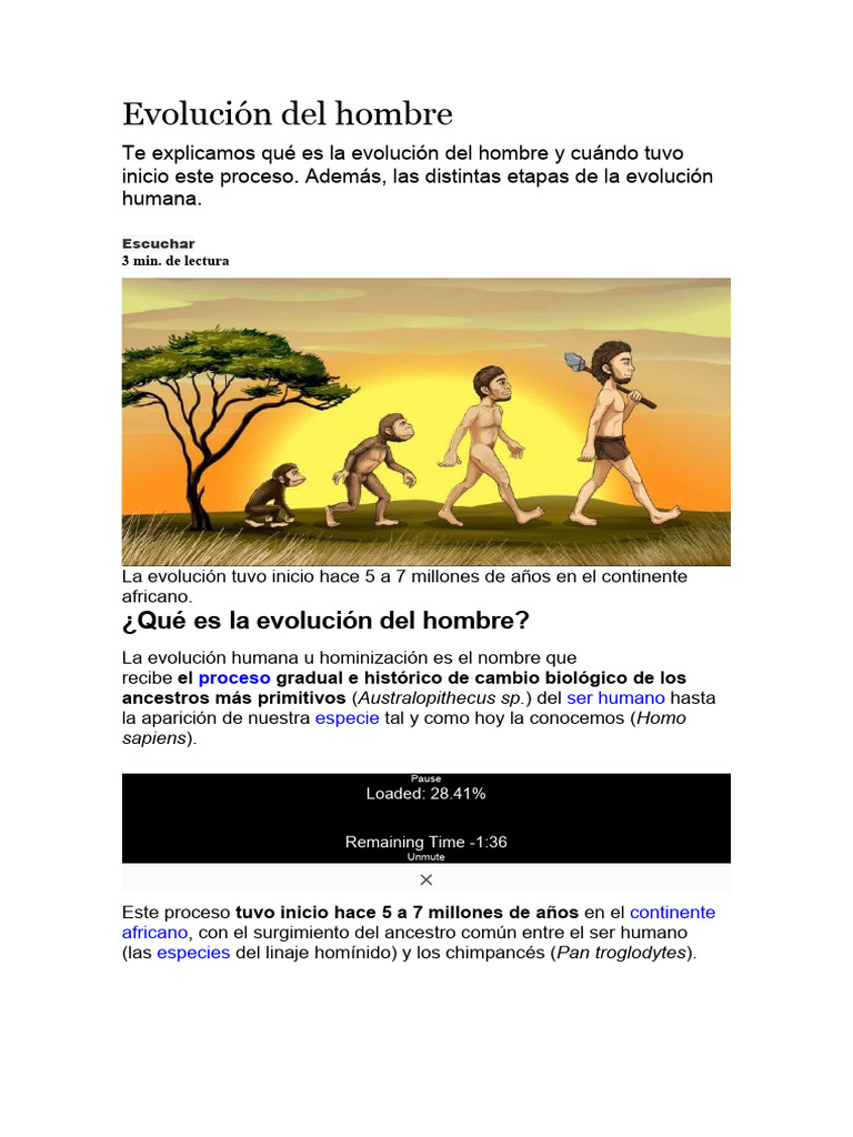 Evolución Del Hombre | PDF | Homo | Evolución humana