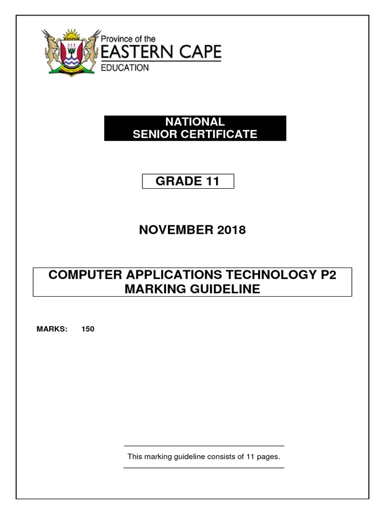 Computer Applications Technology Paper 2 Gr11 MEMO NOV 2018 | PDF ...