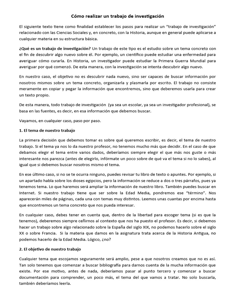 Como Realizar Un Trabajo de Investigacion | PDF | Red mundial ...