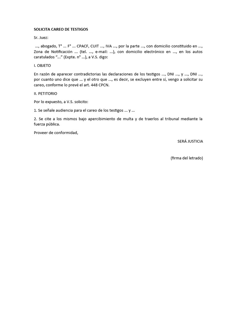 Solicitud de Careo de Testigos | PDF